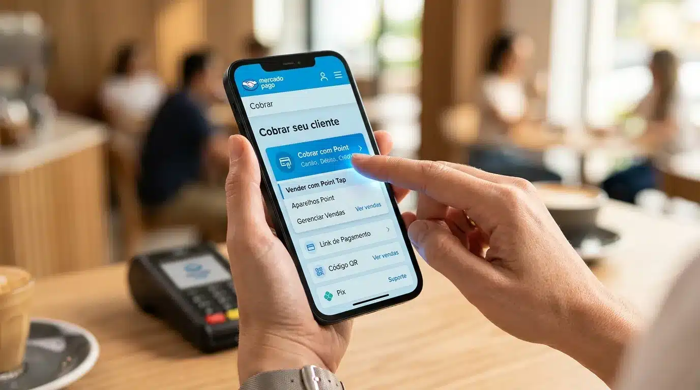 Tela do app Mercado Pago mostrando opção para ativar Point Tap e cobrar clientes