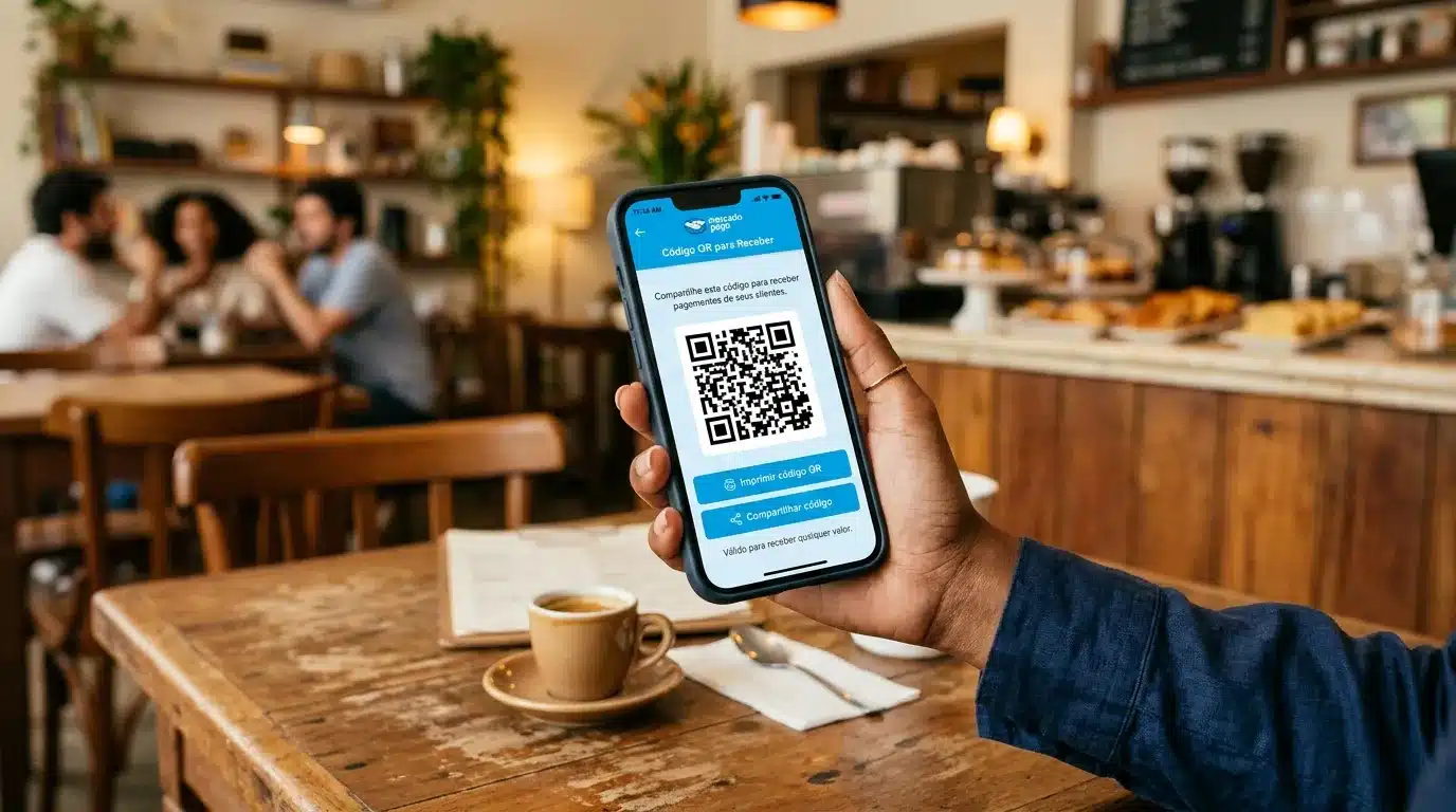 Tela do app Mercado Pago para gerar QR Code Pix