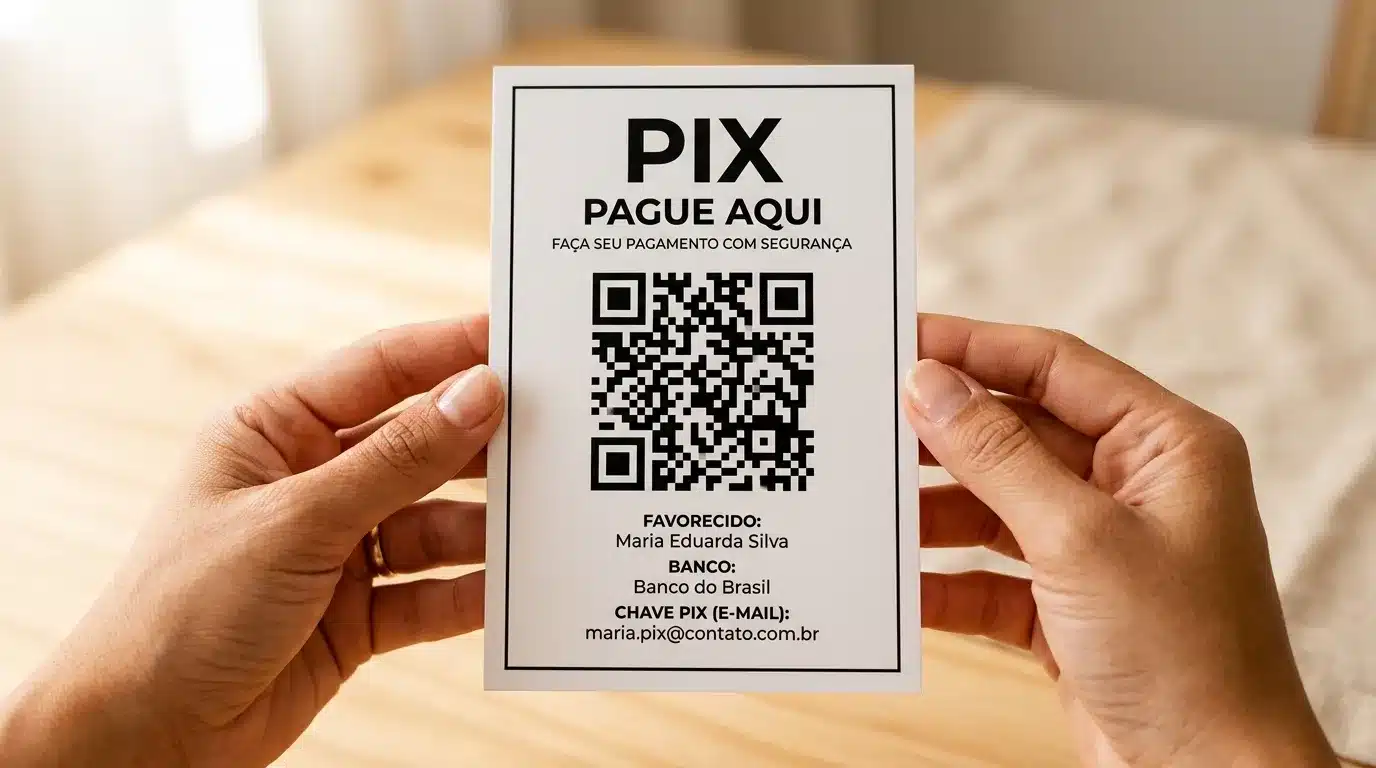 QR Code Pix impresso com alta resolução e margens corretas