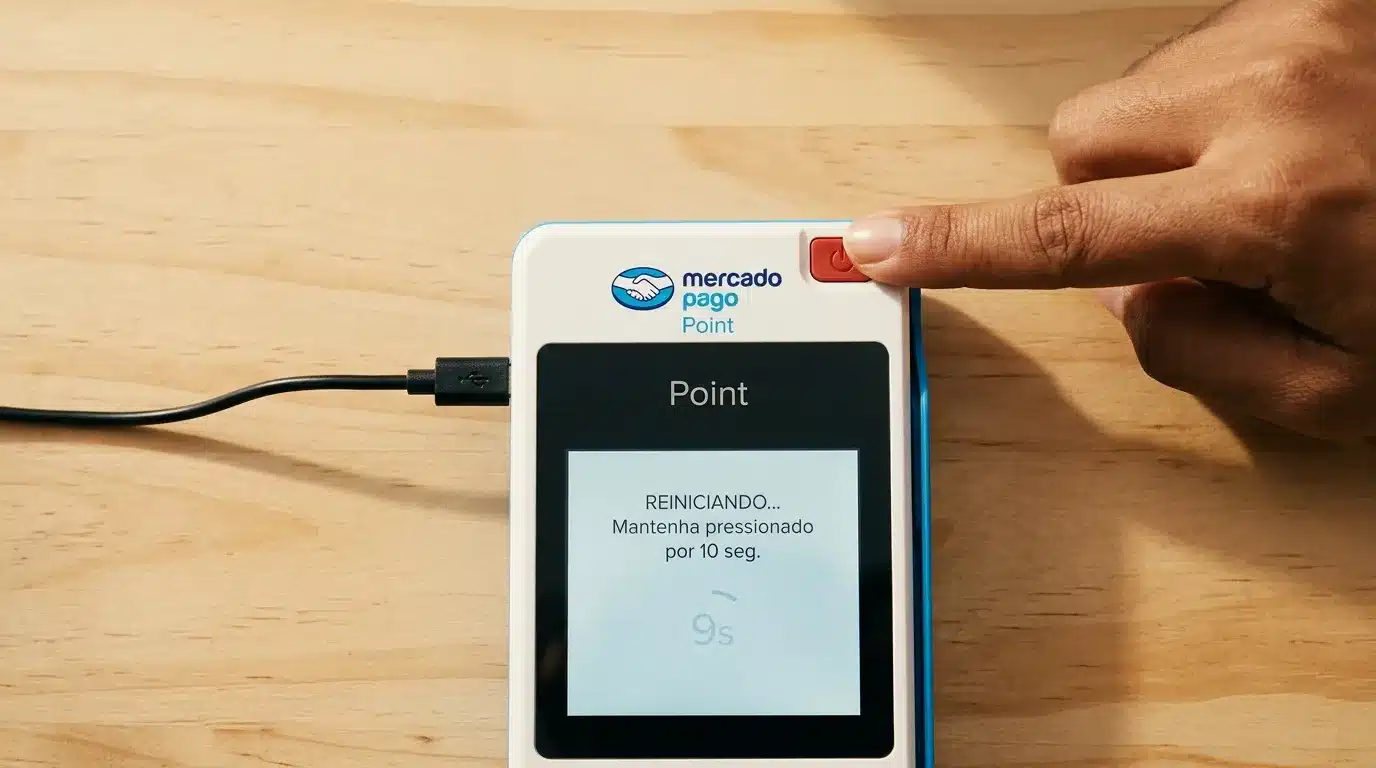 Como reiniciar a maquininha Point com o botão vermelho