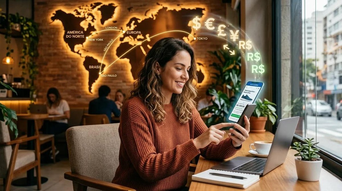 Compra internacional com conversão de moeda para BRL na fatura