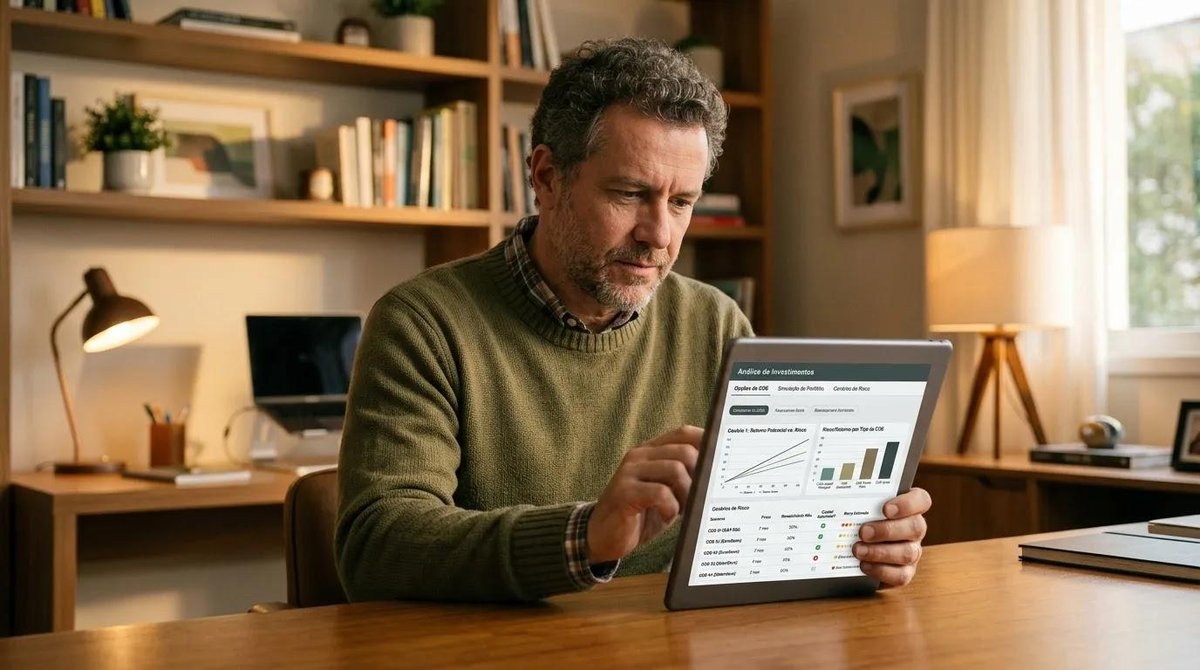 Pessoa avalia tipos de COE e cenários de risco no tablet