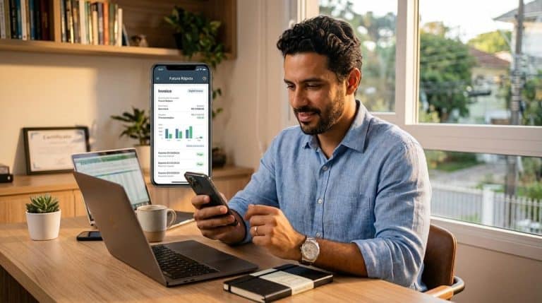 pessoa emite Nota Fiscal pelo Celular