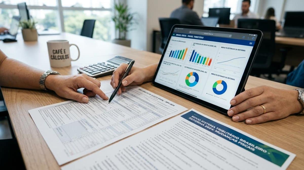 Pessoa acompanhando mudanças no sistema tributário, analisando novas regras, impactos fiscais e adaptações necessárias para manter a conformidade e a eficiência na gestão do negócio.